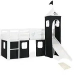 Homestyle4u Hochbett, Schwarz, Wei&szlig;, Holz, Kinder- & Jugendzimmer, Kinderm&ouml;bel,
