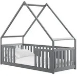 Mirjan24 Hausbett, Grau, Holz, Kiefer, Rechteckig, 90x200 cm, FSC 100%, Kinder-...
