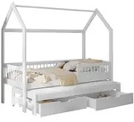 Mirjan24 Hausbett, Wei&szlig;, Holz, Kiefer, 2 Schubladen, Rechteckig, 80x180 cm,...