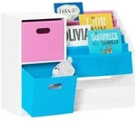 SoBuy Kinderregal, Wei&szlig;, Blau, Rosa, Holzwerkstoff, 80x61x30 cm, Kinder- &