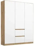 Rauch M&ouml;bel Dreht&uuml;renschrank, Wei&szlig;, Eiche Artisan, Holzwerkstoff, 4 F&auml;cher,...
