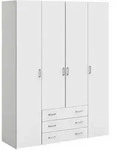 P & B Kleiderschrank, Wei&szlig;, Holzwerkstoff, 9 F&auml;cher, 3 Schublade(n)...