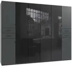 Boxxx Kleiderschrank, Graphit, Schwarz, Glas, Holzwerkstoff, 6 F&auml;cher, 4