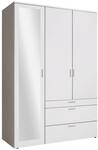 P & B Dreht&uuml;renschrank, Wei&szlig;, Glas, Holzwerkstoff, 4 F&auml;cher, 3 Schublade(n)