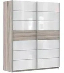 Carryhome Schwebet&uuml;renschrank, Eiche, Wei&szlig; Hochglanz, Holzwerkstoff, 2 F&auml;cher,