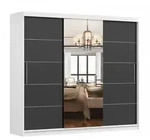 imoebel24 Schwebet&uuml;renschrank, Wei&szlig;, Schwarz, Glas, Holzwerkstoff, 9 F&auml;cher,