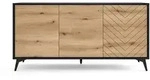 Selsey Sideboard, Schwarz, Metall, 6 F&auml;cher, konisch, 154x77x39 cm, Wohnzimmer,