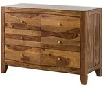 Massivmoebel24 Sideboard, Braun, Holz, Echtholz,Sheesham, 6 Schubladen, Rechteckig,
