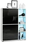 Vladon Highboard, Schwarz Hochglanz, Holzwerkstoff, 79x105.5x35.5 cm,...