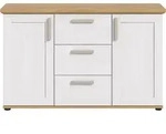Livetastic Sideboard, Wei&szlig;, Eiche Artisan, Kunststoff, 2 F&auml;cher, 3 Schublade(n)