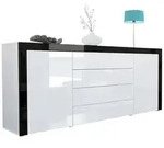 Vladon Sideboard, Wei&szlig; Hochglanz, Schwarz, Holzwerkstoff, 167x72x35 cm,...