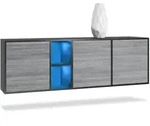 Vladon Sideboard, Anthrazit, Holzwerkstoff, 182x53x35 cm, Wohnzimmer, Kommoden &