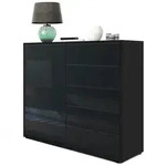 Vladon Kommode, Schwarz Hochglanz, Holzwerkstoff, 79x74x36 cm, Wohnzimmer,...