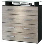 Vladon Kommode, Eiche San Remo, Holzwerkstoff, 76x81x35 cm, Wohnzimmer, Kommoden &
