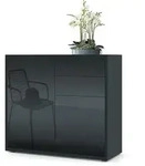 Vladon Kommode, Schwarz Hochglanz, Holzwerkstoff, 79x74x36 cm, Wohnzimmer,...