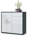 Vladon Kommode, Wei&szlig; Hochglanz, Holzwerkstoff, 79x74x36 cm, Wohnzimmer,...