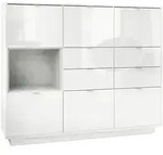 Vladon Highboard, Hellgrau, Holzwerkstoff, 153x123x37 cm, Wohnzimmer, Kommoden &