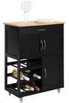 SoBuy K&uuml;chenwagen, Schwarz, Braun, Holzwerkstoff, 67x87x38 cm, Esszimmer,