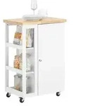 SoBuy K&uuml;chenwagen, Wei&szlig;, Holzwerkstoff, Glas, 60x90x40 cm, Esszimmer, Servierwagen