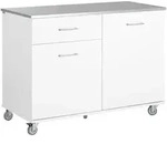 SoBuy K&uuml;cheninsel, Wei&szlig;, Holzwerkstoff, Metall, 120x90x56 cm, Esszimmer,