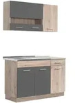 Homestyle4u K&uuml;chenleerblock, Grau, Natur, Holz, Zeile, 120x206x60 cm, K&uuml;chen,