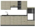 Vicco K&uuml;chenzeile, Eiche, Anthrazit, Holzwerkstoff, Rechteckig, 280x81.6x60 cm,