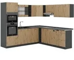 Vicco Eckk&uuml;che, Eiche Artisan, Anthrazit, Holzwerkstoff, L-Form,Formgebogen,