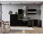 Respekta K&uuml;chenblock Merle, Schwarz, Glas, Holzwerkstoff, 1 Schublade(n),1
