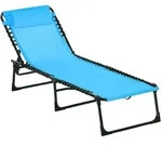 Outsunny Sonnenliege, Blau, Metall, Uni, 1-Sitzer, Rechteckig, 58x30x189 cm,