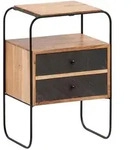 Mid.you Nachtschrank, Braun, Metall, Akazie, massiv, 2 Schublade(n) Schubladen,