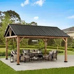 Modante Pavillon, Holz, Zeder, rechteckig, 404x306x465 cm, wetterfest,