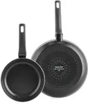 GreenPan Pfannenset Savory, Schwarz, Metall, Kunststoff, 2-teilig, rund,