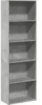 vidaXL B&uuml;cherregal, Hellgrau, Holz, Strukturbuche, 5 F&auml;cher, Rechteckig, 60x189x30