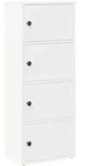vidaXL B&uuml;cheschrank, Wei&szlig;, Holz, Strukturbuche, 4 F&auml;cher, Rechteckig, 40x102x24