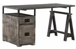 Massivmoebel24 Schreibtisch, Grau, Holz, Echtholz,Mangoholz, 2 Schubladen, 140x80x78