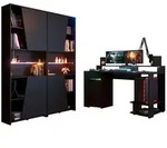 Gaming, Schwarz, Holzwerkstoff, 120x200x80 cm, Kinder- & Jugendzimmer, Jugendm&ouml;bel,