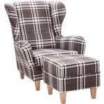 Supellex Ohrensessel, Braun, Wei&szlig;, Textil, 92x108x92 cm, Wohnzimmer, Sessel,