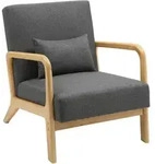CLP Sessel, Dunkelgrau, Holz, 64x74x80 cm, Wohnzimmer, Sessel, Polstersessel