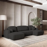Masseno Wohnlandschaft, Schwarz, Kunststoff, 5-Sitzer, U-Form, 320x90x148 cm,