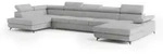 Masseno Wohnlandschaft, Hellgrau, Holz, 6-Sitzer, U-Form, 410x89x190 cm,...