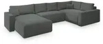 Masseno Wohnlandschaft, Grau, Holz, 5-Sitzer, U-Form, 365x83x194 cm, Wohnzimmer,