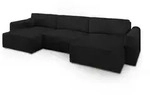 Masseno Wohnlandschaft, Schwarz, Kunststoff, 5-Sitzer, U-Form, 347x90x148 cm,