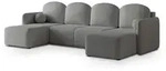 Masseno Wohnlandschaft, Grau, Holz, 5-Sitzer, U-Form, 285x85x143 cm, Wohnzimmer,