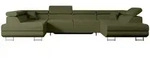Altdecor Wohnlandschaft, Gr&uuml;n, Metall, 6-Sitzer, U-Form, 342x107x202 cm,...