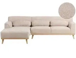 Beliani Ecksofa, Beige, Textil, Eukalyptusholz, 3-Sitzer, L-Form, 264x82 cm,