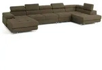 Masseno Wohnlandschaft, Beige, Holz, 6-Sitzer, U-Form, 419x90x202 cm,...