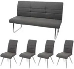 MCW Esszimmer-Set, Grau, Textil, 160x99x68 cm, Esszimmer, St&uuml;hle,...