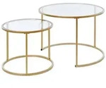 Livetastic Satztisch, Wei&szlig;, Gold, Metall, Holzwerkstoff, 2-teilig, rund, Flachrohr,