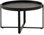 Mid.you Couchtisch, Schwarz, Holz, Mangoholz, massiv, rund, X-Form, 60x35x60 cm,