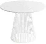 WFL Group Esstisch, Wei&szlig;, Metall, 10-Sitzer, Rund,Rund, 196x76x120 cm, Esszimmer,